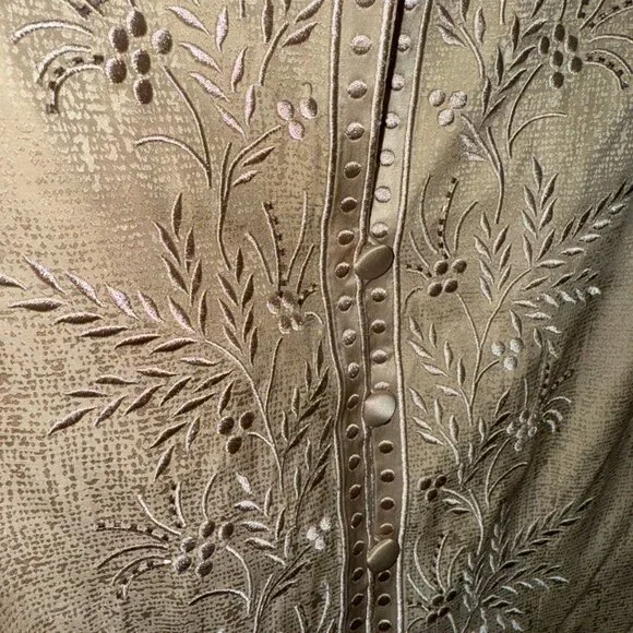 Adrianna Papell 100% Silk Jacket Women's Gold Long Sleeve Vintage Embroidered 16 - Picture 5 of 16